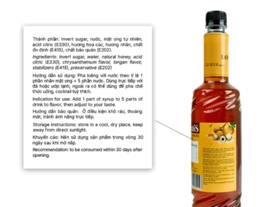 Thành phần Aumis Syrup Nhãn Mật Ong 2